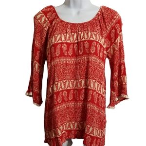 Jesse&J Boho Style Paisley Scoop Neck Top. Size 1X.
